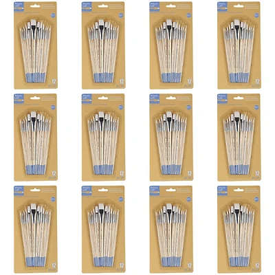12 Packs: 12 ct. (144 total) Necessities™ White Synthetic Flat & Round Brushes by Artist's Loft®