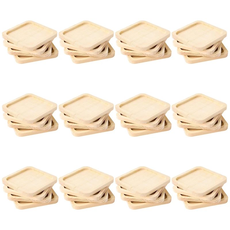 12 Packs: 4 ct. (48 total) Square Welled Pinewood Coasters by Make Market®