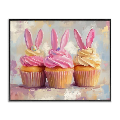 Stupell Industries Pastel Bunny Ear Cupcakes Framed Giclée Wall Art