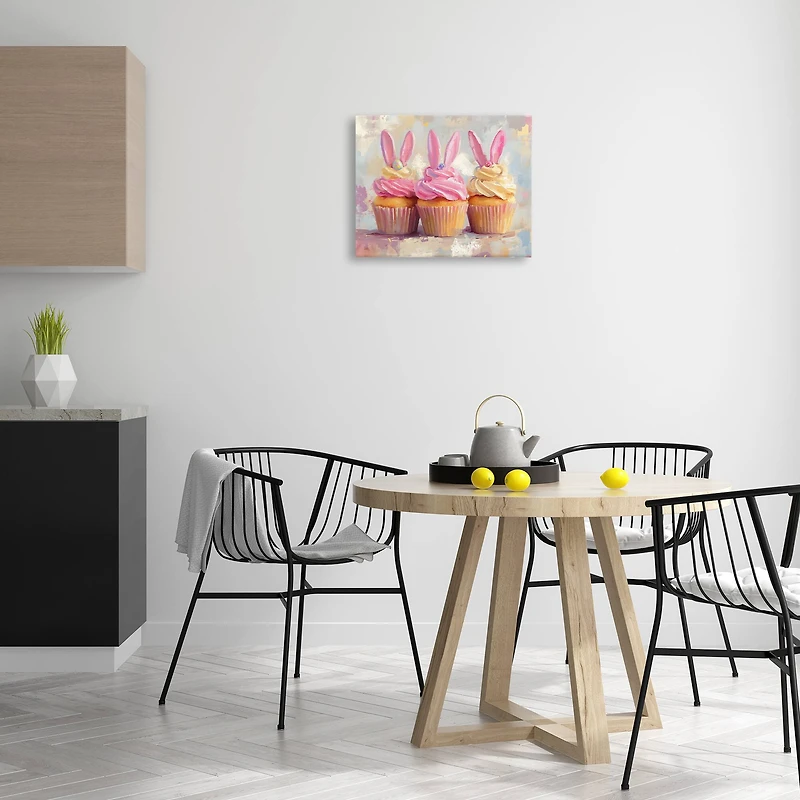 Stupell Industries Pastel Bunny Ear Cupcakes Canvas Wall Art