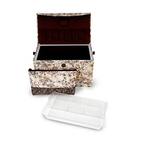 Dritz® Neutral Floral Medium Rectangular Sewing Basket With Zippered Case