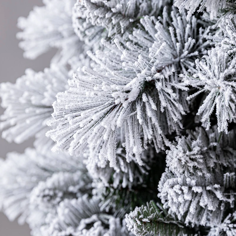 7ft. Pre-Lit Flocked Slim Artificial Christmas Tree, Warm White Twinkle LED Lights by Ashland®