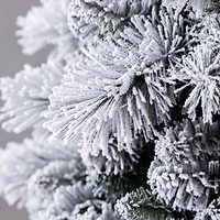 7ft. Pre-Lit Flocked Slim Artificial Christmas Tree, Warm White Twinkle LED Lights by Ashland®