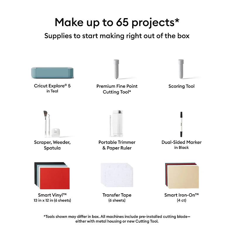 Cricut Explore® 5 in Teal & Essential Bundle with Digital Content