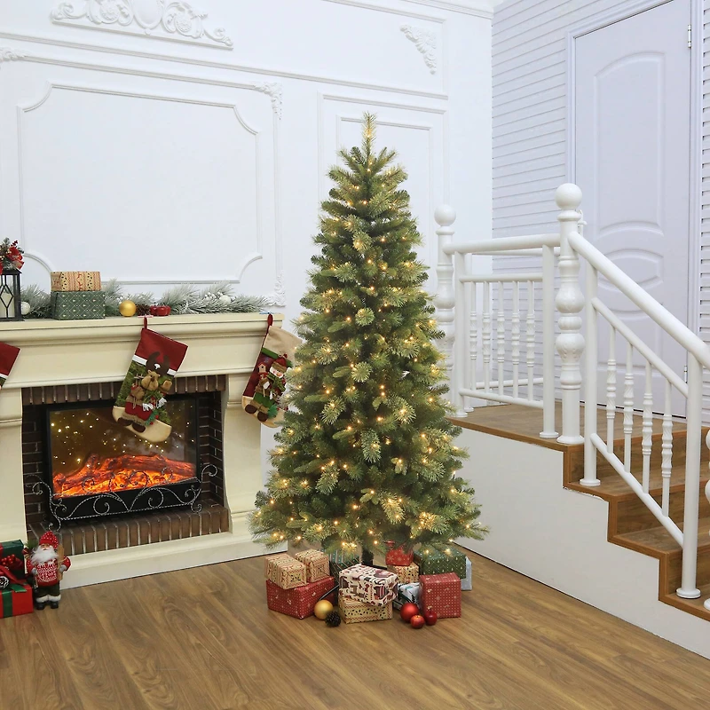 7ft. Pre-Lit Gilded Spruce Artificial Christmas Tree, Warm White LED Lights by Ashland®