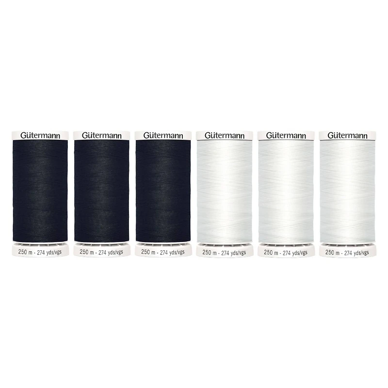Gütermann Sew-All 274yd. Black & White 6 Spool Set