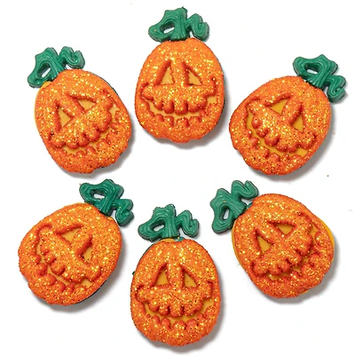 Dress It Up Glitter Pumpkin Halloween Themed Buttons, 6ct.