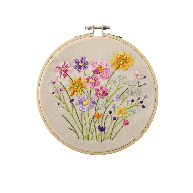 Spring 6" Wildflower Stamped Design Embroidery Kit by Loops & Threads®
