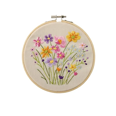 Spring 6" Wildflower Stamped Design Embroidery Kit by Loops & Threads®