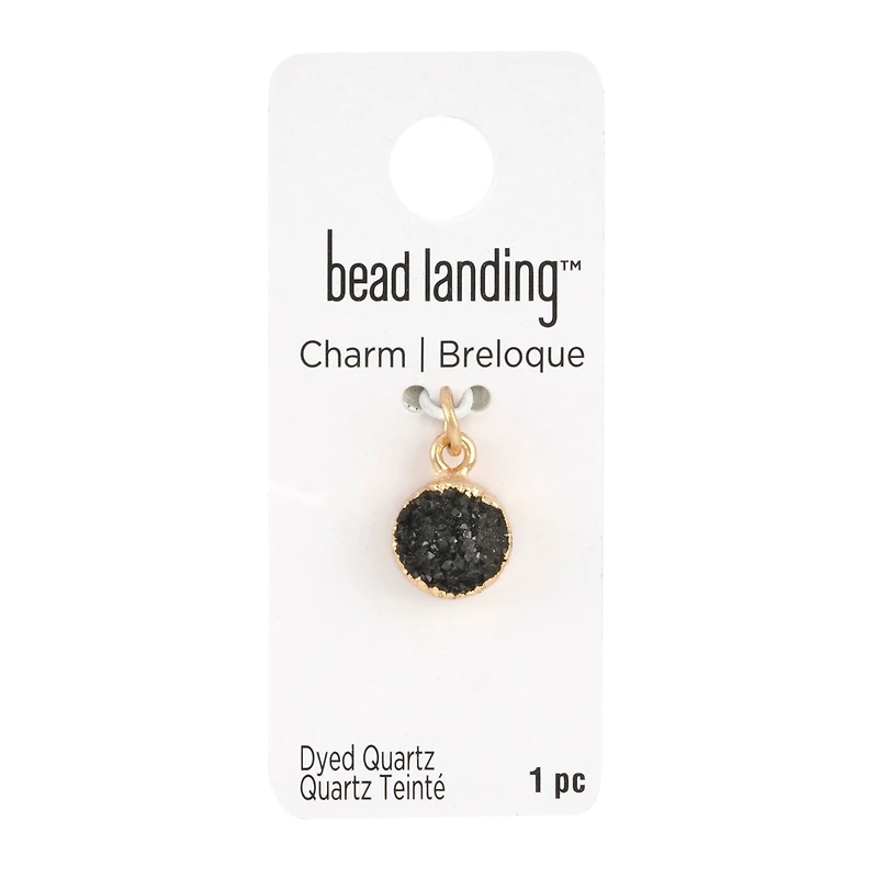12 Pack: Round Black Dyed Quartz Charm by Bead Landing™