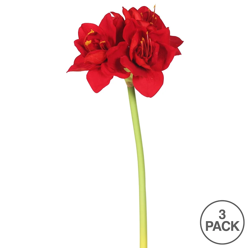 28" Red Velvet Artificial Single Amaryllis Stems, 3ct.