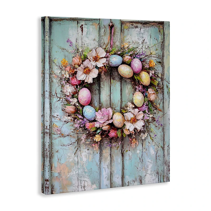 Stupell Industries Rustic Easter Egg Wreath Canvas Wall Art