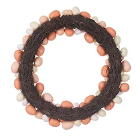 18" Coral & White Artificial Easter Eggs Wreath