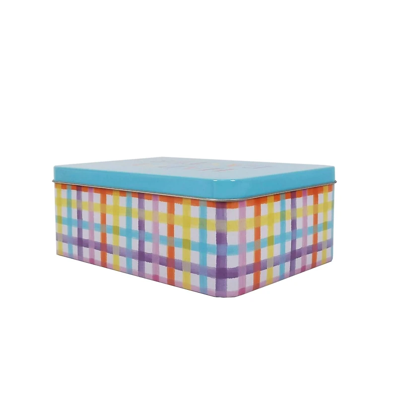 Easter Plaid Rectangular Tin Box by Makery™