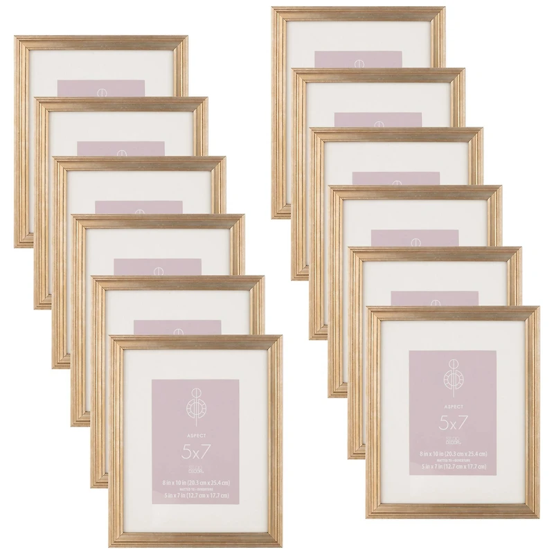 12 Pack: Gold Narrow 5" x 7" with Mat Frame, Aspect by Studio Décor®