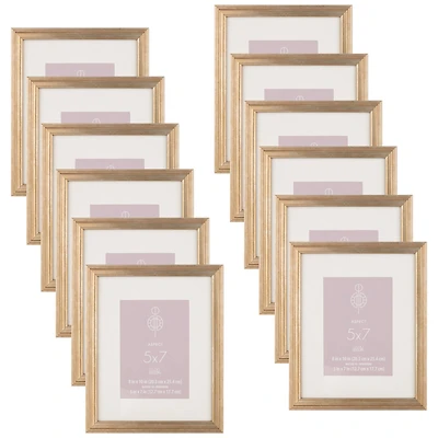 12 Pack: Gold Narrow 5" x 7" with Mat Frame, Aspect by Studio Décor®