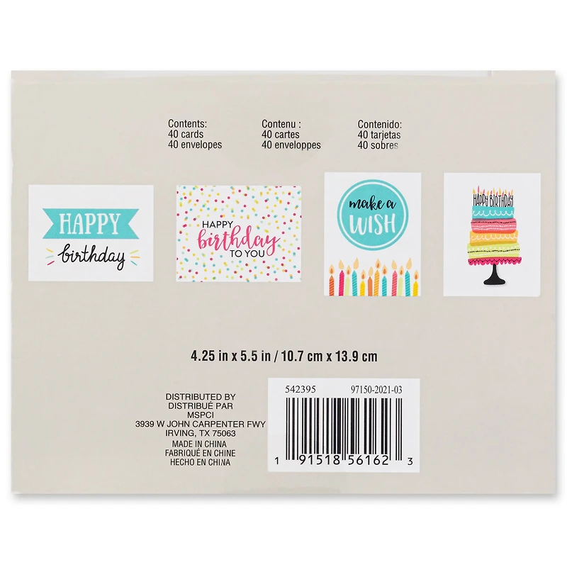 Happy Birthday Cards & Envelopes by Recollections™, 4.25" x 5.5"