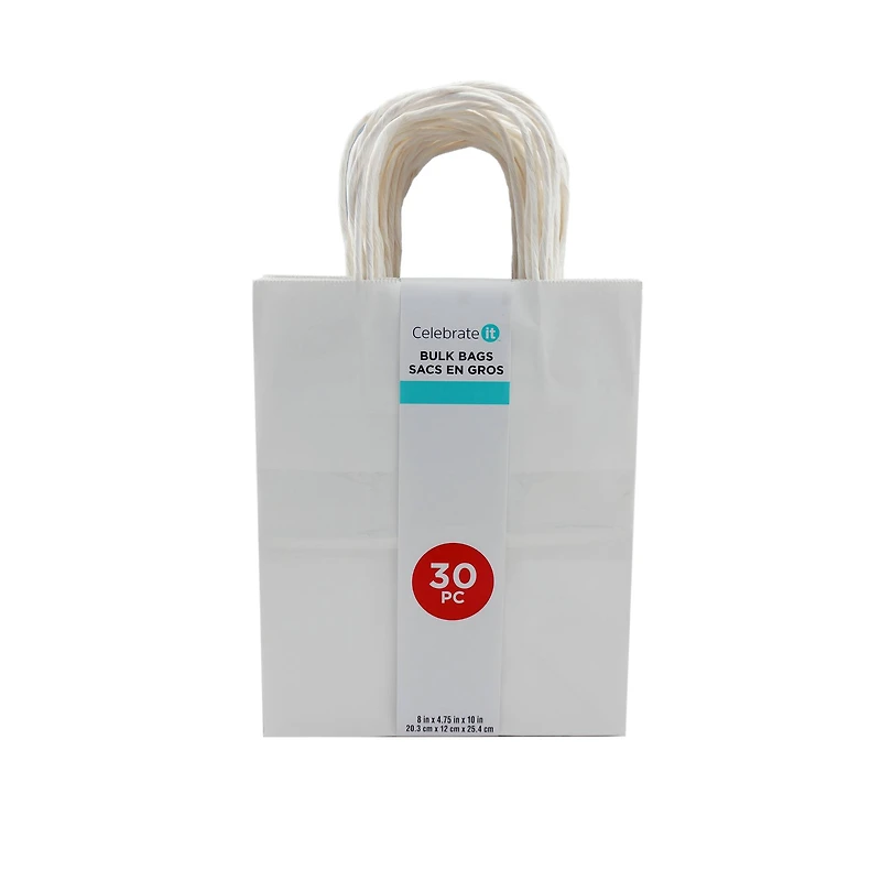 6 Packs: 30 ct. (180 total) Medium White Paper Gift Bags by Celebrate It™