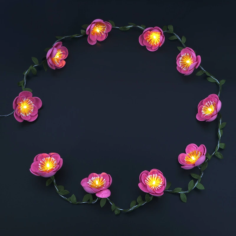 10ct. Large Pink Flowers LED Garland String Lights by Ashland®