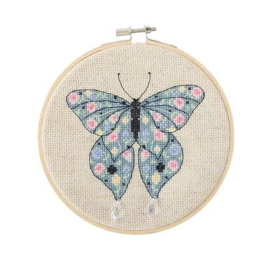 Spring 6" Floral Moth Counted Cross Stitch Kit by Loops & Threads