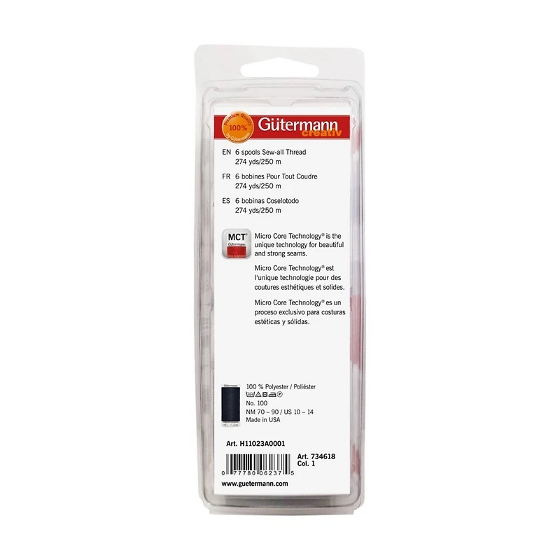 Gütermann Sew-All 274yd. Black & White 6 Spool Set