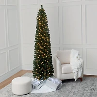 7ft. Pre-Lit Pencil Artificial Christmas Tree, Warm White Mini LED Lights by Ashland®