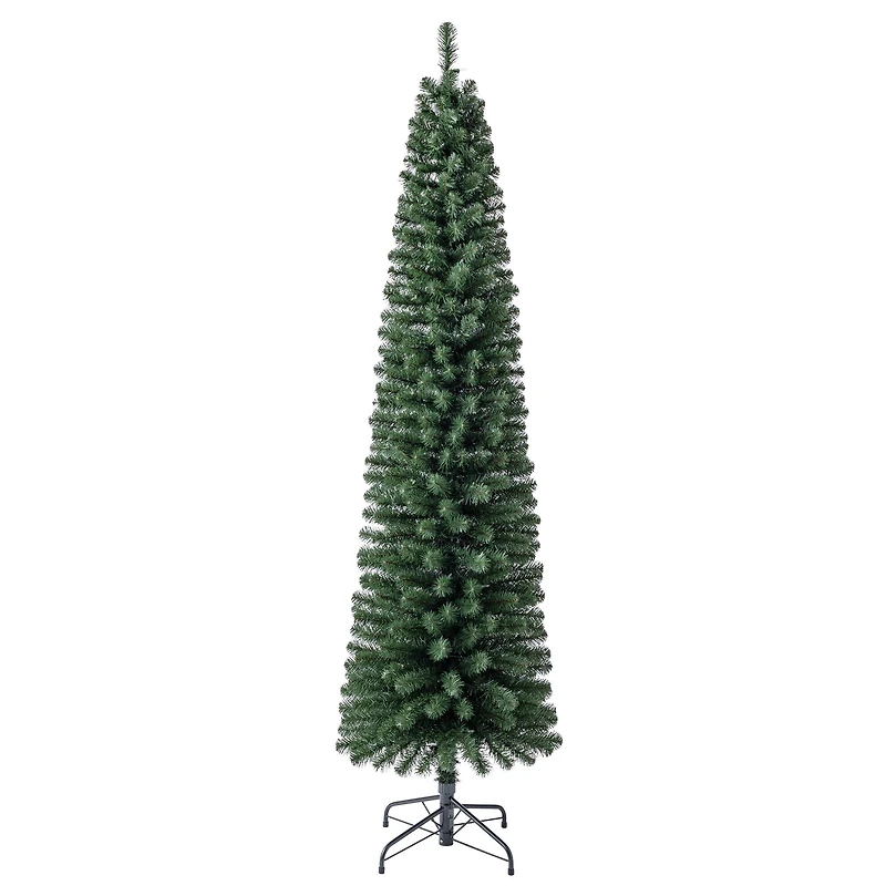 7ft. Pre-Lit Pencil Artificial Christmas Tree, Warm White Mini LED Lights by Ashland®