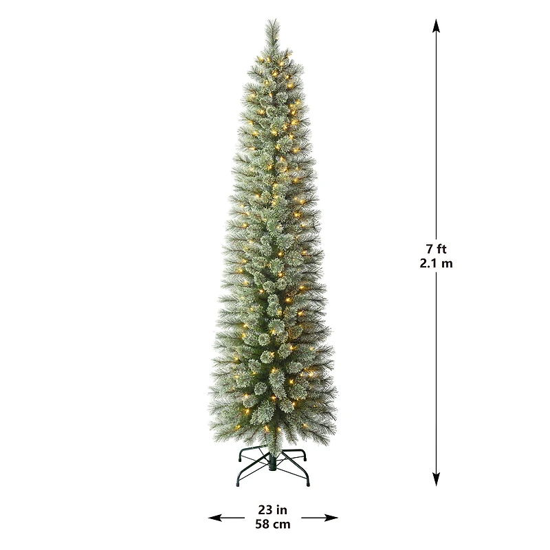 7ft. Pre-Lit Cashmere Pencil Artificial Christmas Tree, Warm White LED Lights by Ashland®