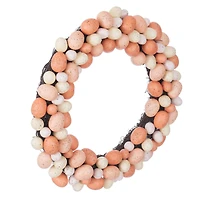 18" Coral & White Artificial Easter Eggs Wreath