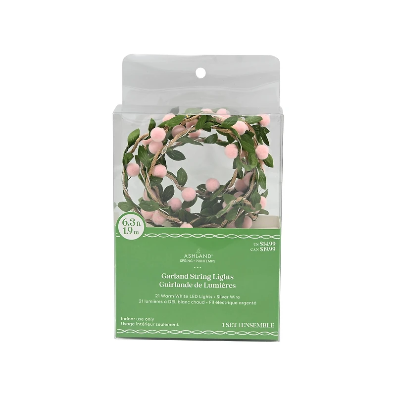 21ct. Pink Pom Pom LED String Lights by Ashland®