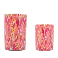 Painted Glass Candle Holder Set