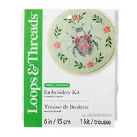 Spring 6" Floral Beetle Stamped Design Embroidery Kit by Loops & Threads®