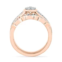 Womens 1/3 CT. T.W. Natural White Diamond 10K Rose Gold Oval Bridal Set