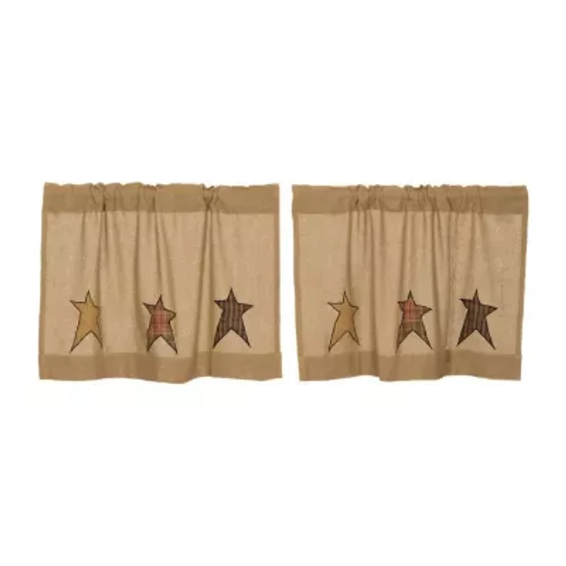 Stratton Burlap Applique Star 2-pc. Window Tier