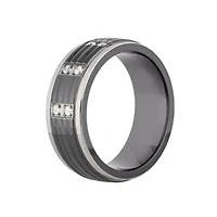 Mens 8MM 1/8 CT. T.W. Natural White Diamond Titanium Wedding Band