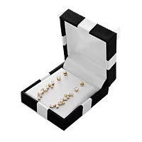 Womens Cubic Zirconia 18K Gold Over Silver Sterling Silver Ball 3 Pair Earring Set
