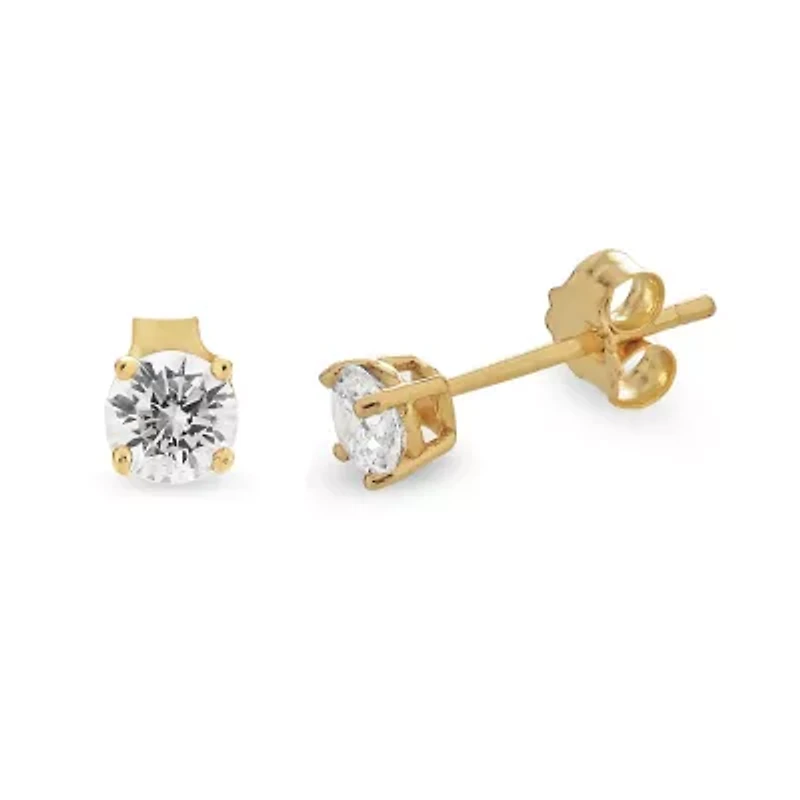 Womens Cubic Zirconia 18K Gold Over Silver Sterling Silver Ball 3 Pair Earring Set