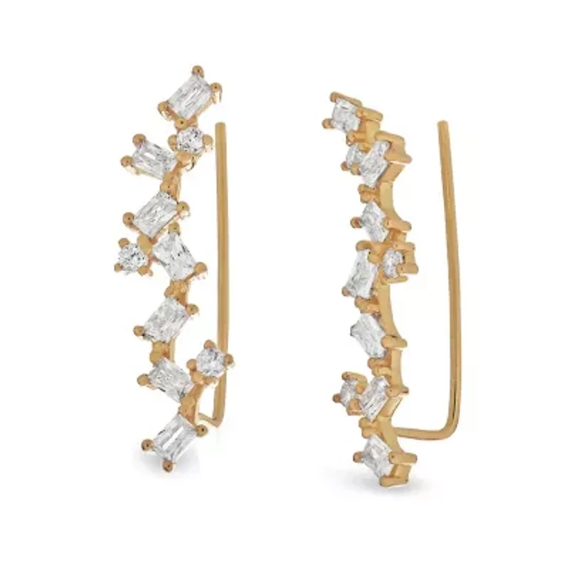 Womens Cubic Zirconia 18K Gold Over Silver Sterling Silver Ball 3 Pair Earring Set