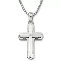 Men's Diamond-Accent Cross Pendant Stainless Steel