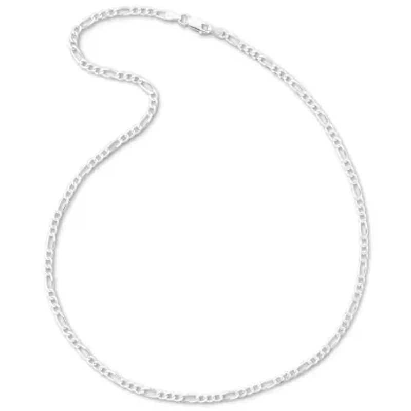 Made in Italy Womens Sterling Silver 20 Inch Figaro Chain Necklace