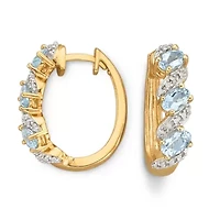Genuine Sky Blue Topaz & Diamond-Accent Hoop Earrings
