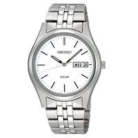 Seiko® Mens Silver-Tone Dial Stainless Steel Solar Watch SNE031