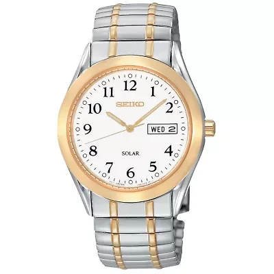 Seiko Mens Two Tone Stainless Steel Expansion Watch Sne062