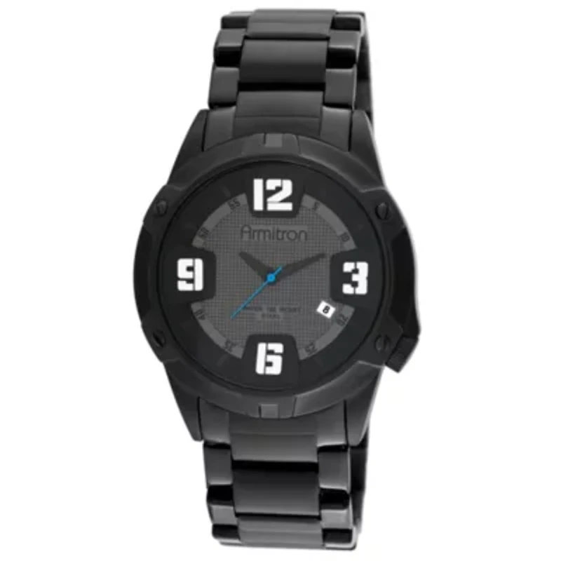 Armitron® Mens Black Stainless Steel Watch