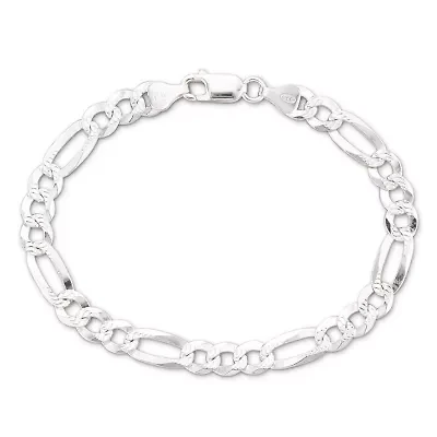 Made in Italy Men's 8.5" 6.9mm Figaro Bracelet in Sterling Silver