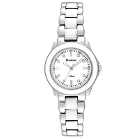 Armitron® Womens Silver-Tone & White Enamel Watch