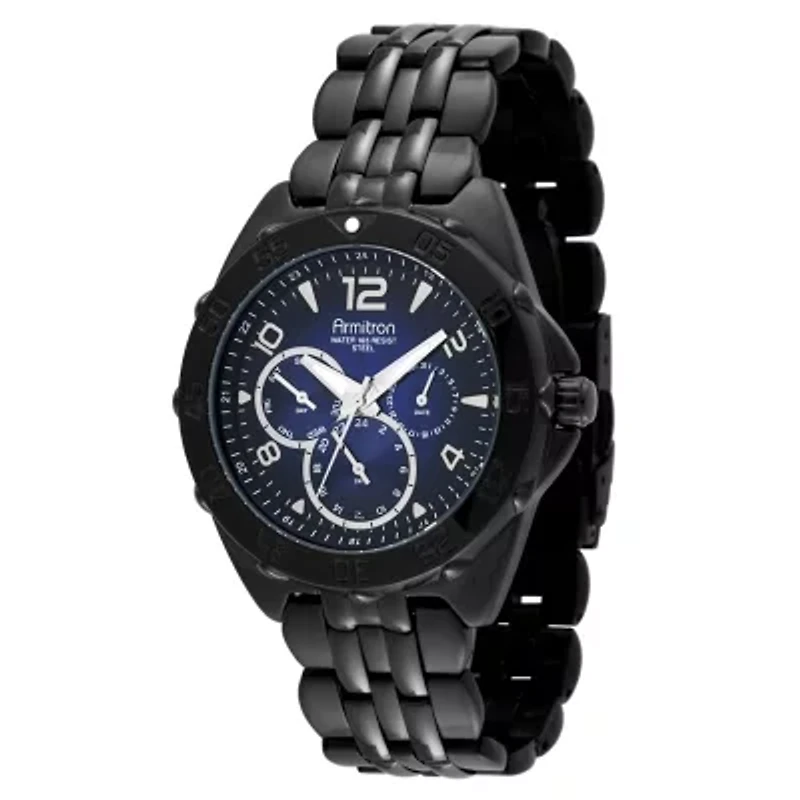 Armitron® Mens Black Stainless Steel Watch