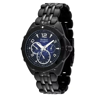 Armitron® Mens Black Stainless Steel Watch