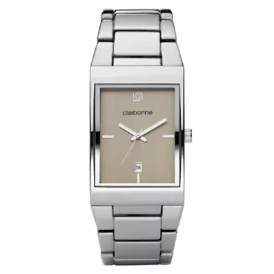 Claiborne Mens Silver-Tone Dress Watch