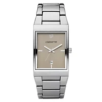 Claiborne Mens Silver-Tone Dress Watch